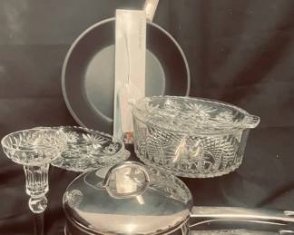 Variety Of Kitchen Items Stainless Steel, Glass, Crystal, Silverplate