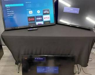 Three Flatscreen 32 Inch Monitor Bundle With Wall Mounts