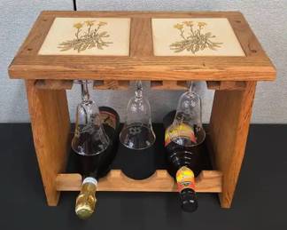 Vintage Rustic Wooden Countertop Wine Rack