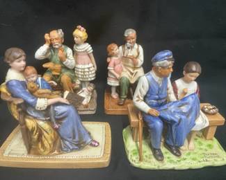  04 Four Norman Rockwell Handpainted Ceramic Figurines With Certificates
