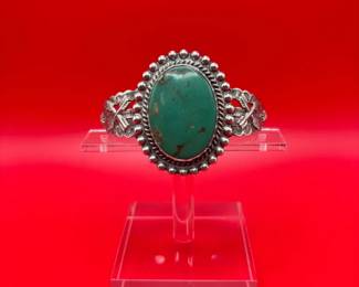  02 Incredible Vintage Sterling Silver And Turquoise Cuff Bracelet