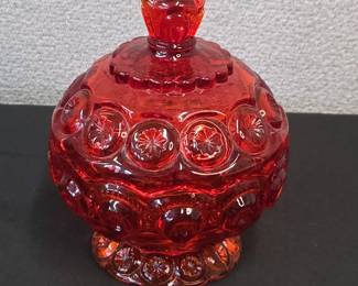 Vintage L.E. Smith Glass Co. Amberina Moon And Stars Candy Dish