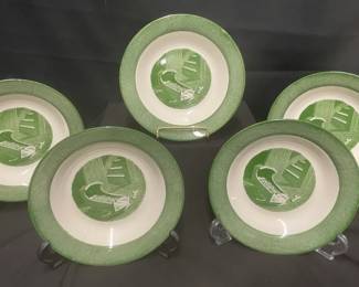 Vintage Royal China Colonial Homestead Cradle Set Of 5 Soup Bowls