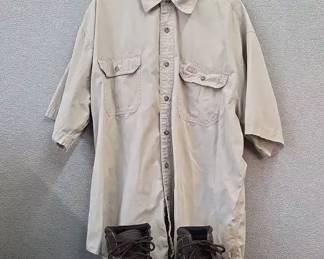 Sketchers Work Boots And Carhartt Button Down