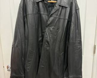 Mens Black Banana Republic Leather Car Coat