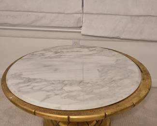 Beautiful round wood and marble table