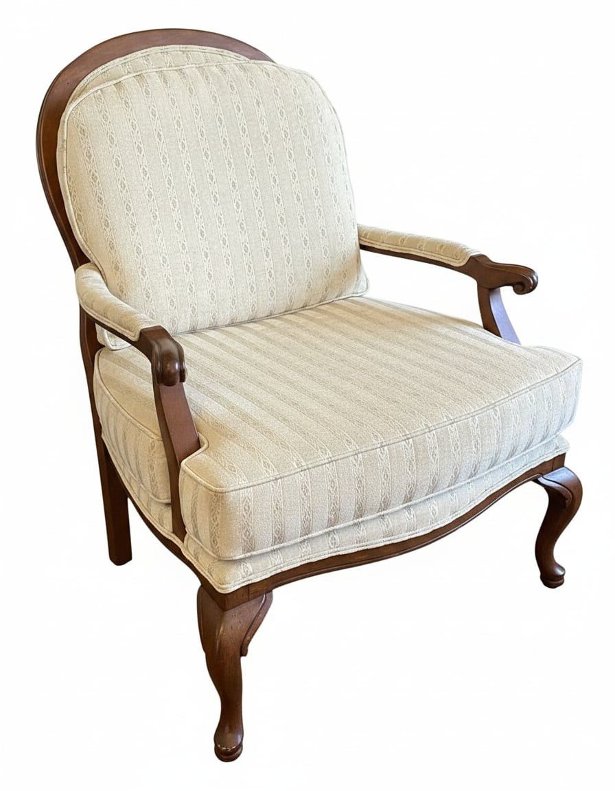 French Provincial Louis XV Style Bergere Armchair