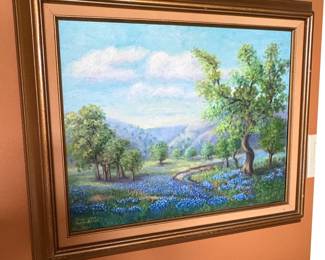 Texas Bluebonnet Landscape Painting by Winnie Young