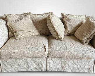 Traditional Upholstered Sofa with Floral Brocade Fabric by Drexel Heritage