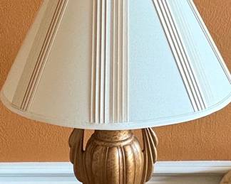 Vintage Stiffel Gold-Tone Urn Table Lamp with Pleated Shade