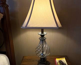 Regency Hill Modern Twisted Glass Table Lamp with Fabric Shade