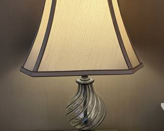 Rottogoon 28 in. Clear Spiral Glass Table Lamp with Beige Shade