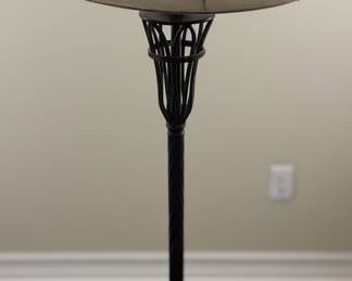 Torchiere Floor Lamp with Scrollwork Base and Bell Shade