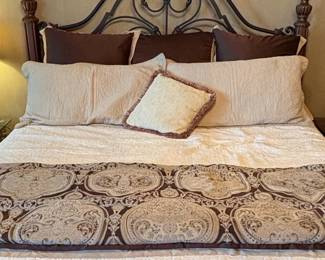 Wesley Allen Style Wrought Iron Scroll Headboard and Footboard Set
