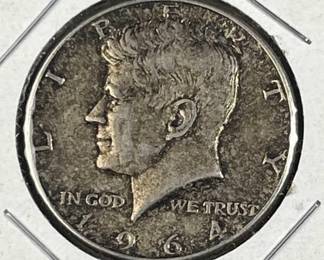 1964 JFK 90% Silver Half Dollar, US 50c Coin