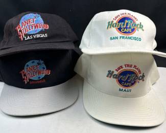 2 HardRock Cafe Caps & 2 Planet Hollywood Caps