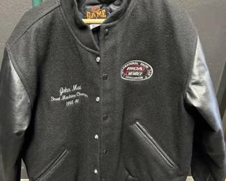 Vtg Black Wool & Leather Sleeve Varsity Jacket