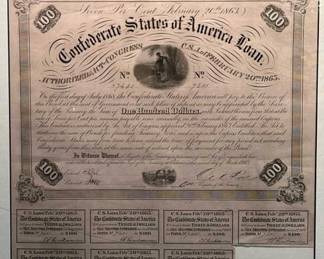1863 Confederate $100 Loan, Quality Framing