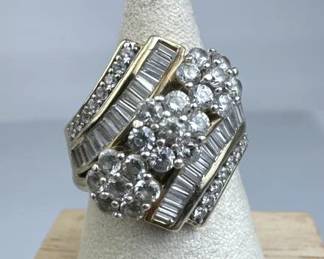 925 Silver Round & Baguette Zirconia Cocktail Ring