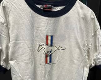 Vtg. Ford Mustang "Running Pony" Logo Ringer Tee