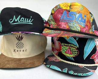 (4) Assorted Floral Caps