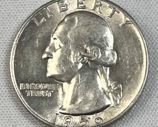 1956 Washington Silver Quarter, US 90% Coin