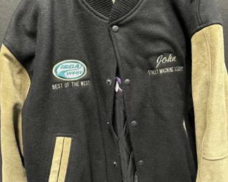 Vtg "ISCA West" Black Wool/Leather Varsity Jacke