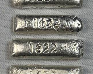 (4) 4g+ Silver Bars, Shipwreck Style Ingots .999