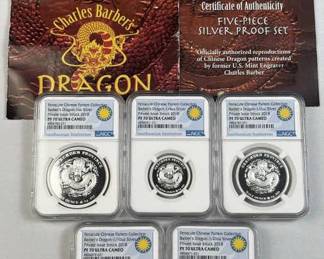 2018 Smithsonian Barber's Dragon Silver PF70 Set