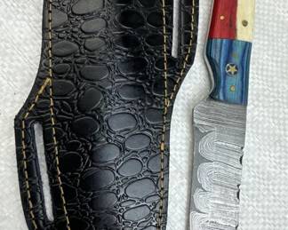 Damascus Steel Fixed Blade Knife w/ Sheath