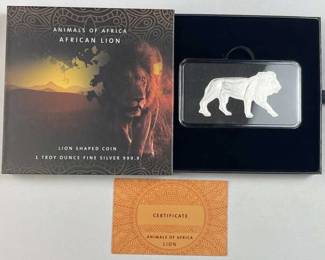 1oz Silver PAMP Animals of Africa Lion Shaped C.