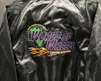 Vtg. "Southern Tour" Black Satin Bomber Jacket