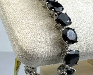 925 Silver Thick India Black Tourmaline Tennis Br.