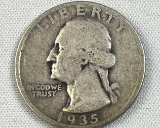 1935 Washington Silver Quarter, US 90% Coin