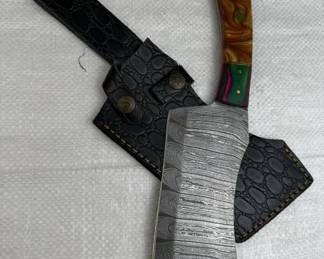 Damascus Steel Fixed Blade Knife w/ Sheath