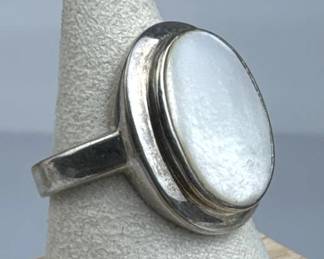 925 Silver Vintage Large Oval Moonstone Ring