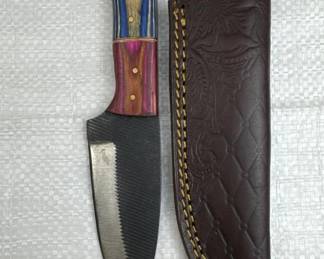 Damascus Steel Fixed Blade Knife w/ Sheath
