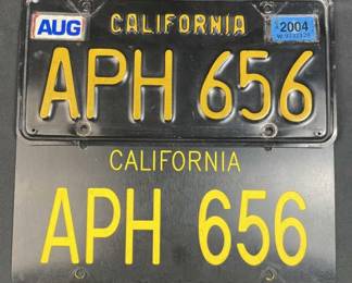 (2) California Black w/ Yellow Letter License Plat