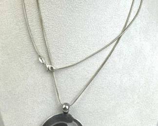 925 Silver Vintage Abstract Wave Pendant Necklace