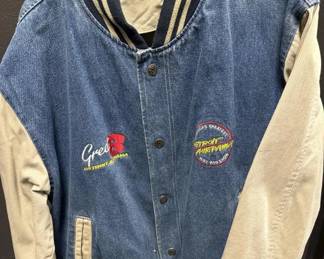 Vtg-Style Bomber Denim Varsity Snap Button Jacket
