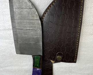 Damascus Steel Fixed Blade Knife w/ Sheath