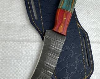 Damascus Steel Fixed Blade Knife w/ Sheath