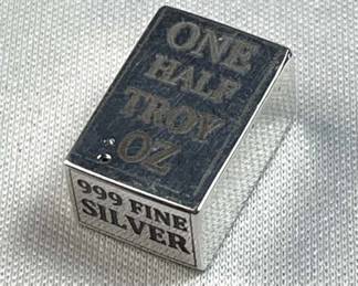 1/2ozt Silver Chunky Bar, Lasered/Polished .999