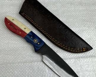 Damascus Steel Fixed Blade Knife w/ Sheath