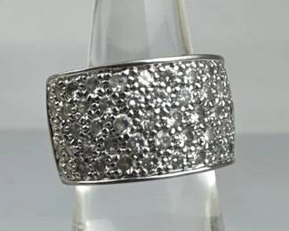 925 Silver Zirconia Pave Wide Cocktail Ring