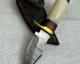 Damascus Steel Fixed Blade Knife w/ Sheath