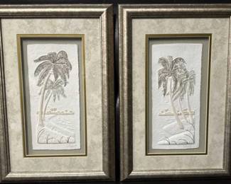 (2) Textured Palm Tree Wall Art, Framed, Neutral C