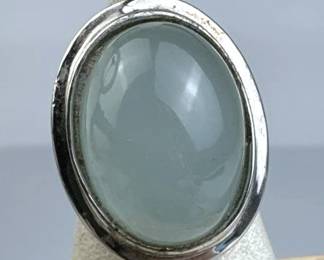 925 Silver Large Chrysoprase Statement Ring