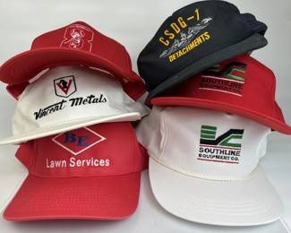 (6) Assorted Red, White, Black Snapback Caps