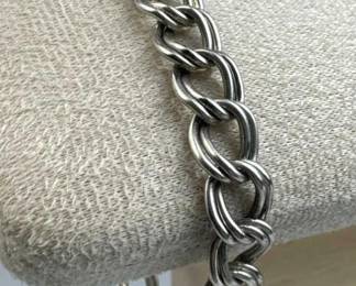 925 Silver Italy Double Link Charm Bracelet